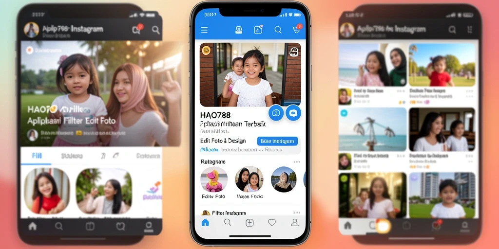 Tampilan antarmuka HAO788 dengan beragam filter Instagram.