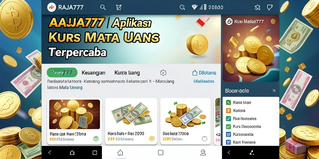 Tampilan antarmuka pengguna aplikasi Kurs Mata Uang RAJA777.