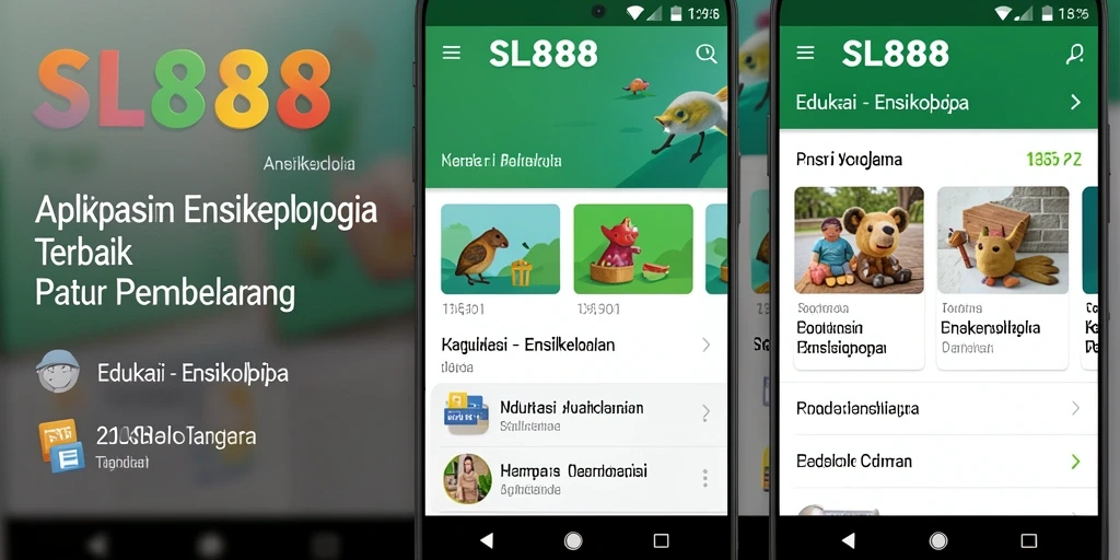 Antarmuka visual aplikasi Ensiklopedia SL888 yang interaktif.