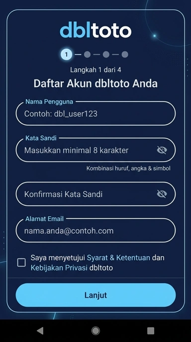 Tampilan halaman daftar dbltoto