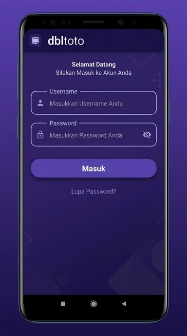 Tampilan halaman login dbltoto